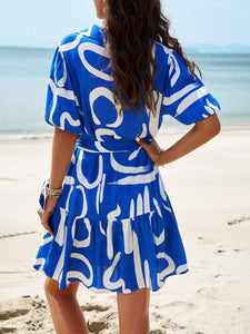 Feminine and Elegant Printed Short Sleeve Dress