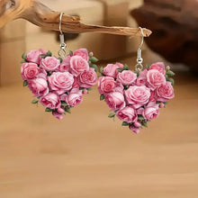 Load image into Gallery viewer, Women's Pink Rose Flower Earrings