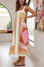 Load image into Gallery viewer, Color Block Stitching Holiday Maxi Dress