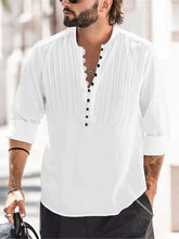 Load image into Gallery viewer, Men's Cotton Linen Wrinkle Casual Long Sleeve Shirt