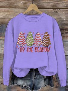 Women's Christmas Tree Printed Crew Neck Sweatshirt