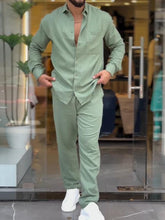 Load image into Gallery viewer, Men's Cotton Shirt and Pants Two-pieces Set