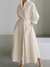 Load image into Gallery viewer, Women's Solid Pocket Button Lapel Long Sleeve Maxi Shirt Casual Dress