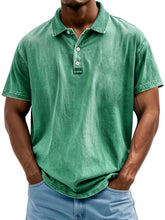 Load image into Gallery viewer, Men's Vintage Washed And Distressed Pure Cotton Lapel Short-sleeved Polo Shirt
