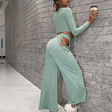 Load image into Gallery viewer, Solid Color Hollow Chain Crop Top Two-piece