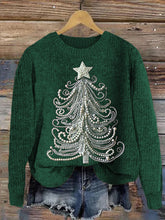 Load image into Gallery viewer, Classy Christmas Tree Pearl Art Cozy Knit Sweater