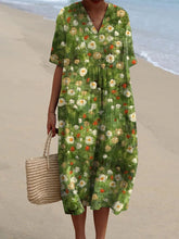 Load image into Gallery viewer, Women's Vintage Floral Art Print Casual Flowy Dress