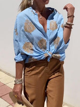Load image into Gallery viewer, Casual embroidered cotton and linen shirt top