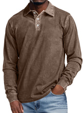 Load image into Gallery viewer, Men's Retro Lapel Button Casual Solid Color Long Sleeve Polo Shirt