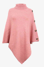 Load image into Gallery viewer, Solid Color Turtleneck Button-embellished Knitted Shawl Cape