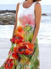 Load image into Gallery viewer, Women's Oil Painting Floral Pattern Tank Top Dress