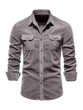 Load image into Gallery viewer, Men's Casual Corduroy Double Pocket Solid Color Long Sleeve Shirt
