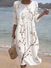 Load image into Gallery viewer, Women's Casual Floral Print Round Neck Dress