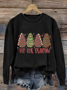 Women's Christmas Tree Printed Crew Neck Sweatshirt