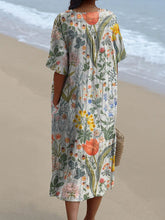 Load image into Gallery viewer, Women's Vintage Lovely Floral Art Print Casual Flowy Dress