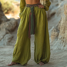 Load image into Gallery viewer, Women's Casual Bohemia Vacation Linen Style Long Loose Wide-leg Trouser Pants