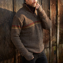 Load image into Gallery viewer, Vintage Warmth Chest Stripes Knit Jacquard Icelandic Half Zip Collar Sweater（Unisex ）