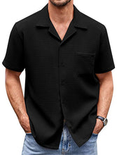 Load image into Gallery viewer, Men's Cuban Collar Pocket Waffle Basic Simple Everyday Casual Shirt