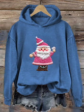 Load image into Gallery viewer, Women&#39;s Pink Santa Print Hoodie