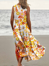 Load image into Gallery viewer, Women's Floral  Art Print Casual Linen Dress