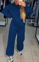 Load image into Gallery viewer, Women's Casual Round Neck Diamond Hooded Two Piece Suit