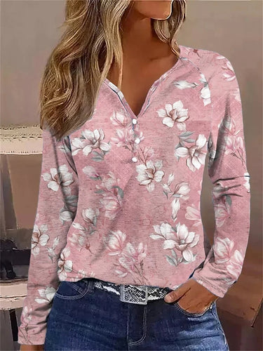 Women's Long Sleeve V Neck  Elegant Fashion T shirt