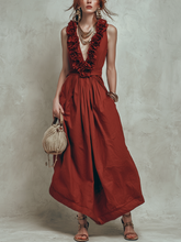 Load image into Gallery viewer, Romantic Ruffled Deep V Bohemian Maxi Dress