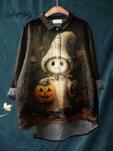 Load image into Gallery viewer, Cute Halloween Ghost Art Printed Women&#39;s Casual Cotton And Linen Shirt