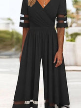 Load image into Gallery viewer, Women's Casual Solid Color Splicing Mesh Loose Jumpsuit