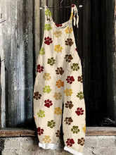 Load image into Gallery viewer, Vintage Lovely Dog Paw Print Loose Jumpsuit