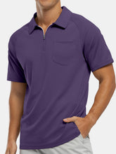 Load image into Gallery viewer, Men's Everyday Casual Raglan Sleeve Zipper Short Sleeve POLO Shirt