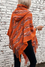 Load image into Gallery viewer, Stylish Colorful Striped Tassel Hem Knitted Hooded Shawl Cape