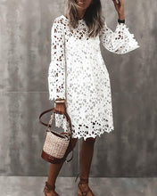 Load image into Gallery viewer, Women's Sheath Dress Long Sleeve Solid Color Lace Hollow Dress