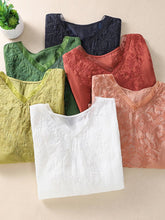 Load image into Gallery viewer, Mesh Embroidery V-Neck Loose Casual Shirt