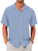 Load image into Gallery viewer, Men's Summer Solid Color Comfortable Puff Wrinkle Short Sleeve Shirt