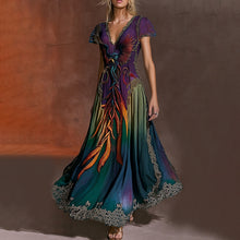 Load image into Gallery viewer, Women's Northern Celtic Knot Phoenix Totem Ombre Linen Maxi Dress