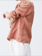 Load image into Gallery viewer, Women's Cotton Linen Comfortable Casual Simple Loose Pullover Shirt
