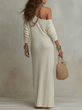 Load image into Gallery viewer, Bohemian One-Shoulder Textured Maxi Dress In Soft Ivory