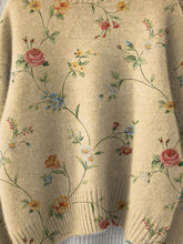 Load image into Gallery viewer, Vintage Lovely Floral Art Print Knit Turtleneck Pullover Sweater