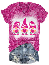 Load image into Gallery viewer, Valentine's Glitter Gnome V-Neck T-Shirt