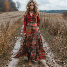 Load image into Gallery viewer, Women's Vintage V-neck Bohemian Pastoral Style Long-sleeve Maxi Long Dress