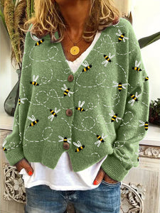 Flying Bees Embroidery Pattern Cozy Cardigan