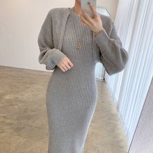 Load image into Gallery viewer, Temperament Round Neck Knitted Dress Two-Piece Set