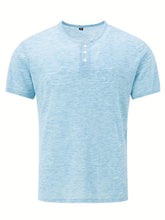 Load image into Gallery viewer, Men's Summer Solid Button Textured Short Sleeve Henley Shirt
