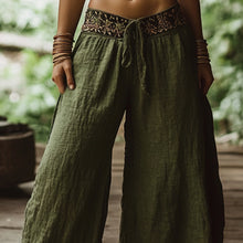 Load image into Gallery viewer, Bohemian Holiday Style Retro Linen Floral Ethnic Totem Print Casual Pants