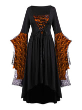 Load image into Gallery viewer, Halloween Skull Lace Tie Irregular Dress