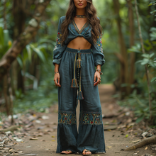 Load image into Gallery viewer, Women's Retro Ethnic Bohemia Style Loose Linen Pants