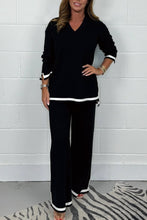 Load image into Gallery viewer, Women's V-Neck Soft Knit Border Edge Trouser Co-Ord