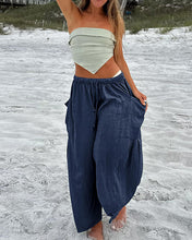 Load image into Gallery viewer, Solid Cotton Linen Loose Wide Leg Casual Pants