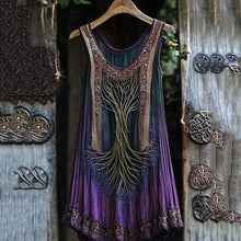 Load image into Gallery viewer, Vintage Celtic Tree Gradient Lace Linen Tank Top